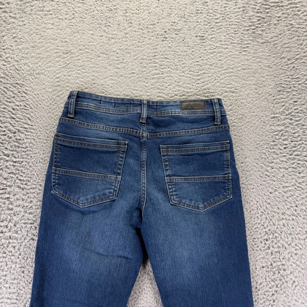 Kenneth Cole Jeans Mens 30x30 Blue Cotton Denim Tapered Workwear Faded Stretch